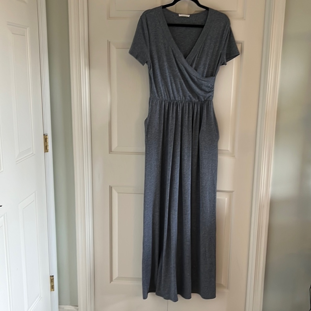 REBORN J Wrap Maxi Dress with Pockets-size Large